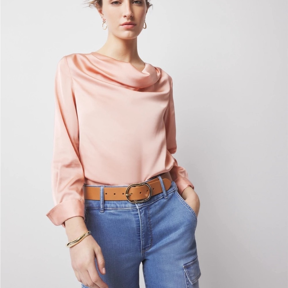 WHBM Satin Cowl Neck Blouse